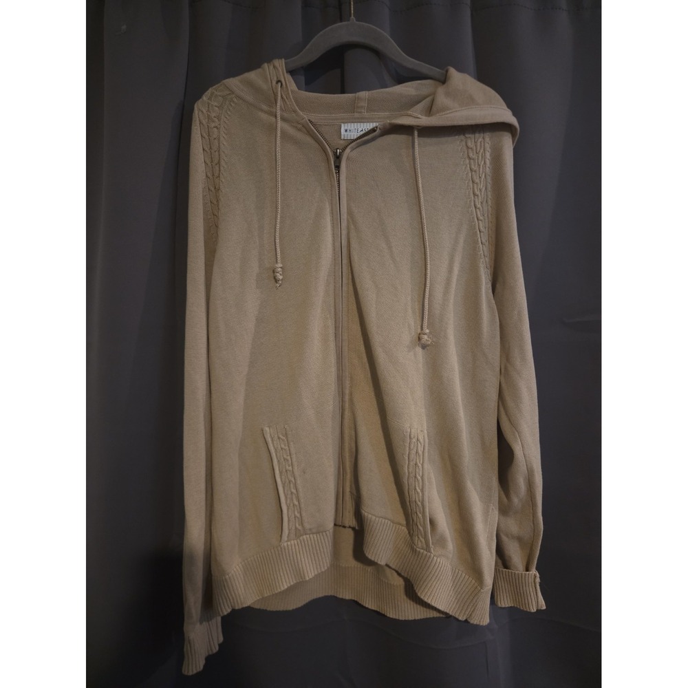 White Stag Sand Colored Cable Knit Style Zip Up Hoodie *